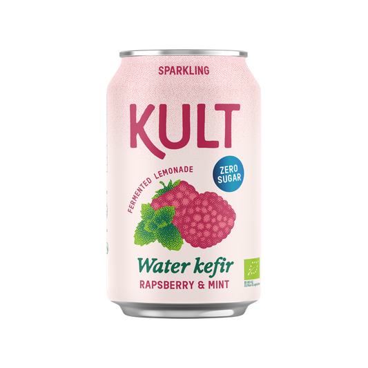 KULT vodni kefir, BREZ SLADKORJA Malina in meta, 300ml