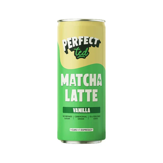 Can of Perfect Ted Matcha Latte Vanilla on a white background