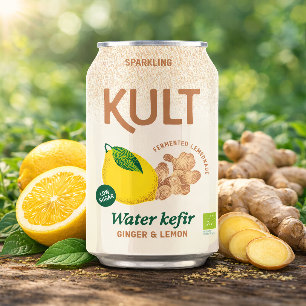 KULT vodni kefir, Ingver - Limona, 330ml