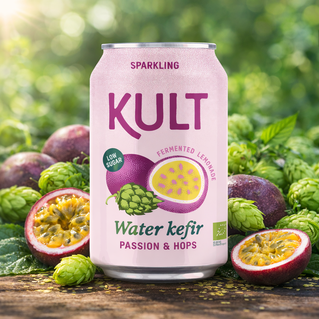 KULT vodni kefir Marakuja in hmelj, 330 ml